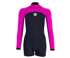 Two Bare Feet Women's Neoprene One-Piece Wetsuit - Premium Swim Suit for Surfing, Swimming, Scuba Diving & Water Sports, Flexible, Durable, Multiple Styles (Flare (Black/Raspberry), L)