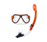 Two Bare Feet X-Dive Dry Top Set - Anti-Fog, Leak-Free Seal, Comfortable Fit - Perfect for Snorkeling, Diving, Swimming - Premium Quality Gear for Adults & Teens (X-Dive, Orange/Clear)