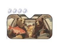 Two Bears Fish Windshield Sun Shade, Family Funny Windshield Sun Shade For Car Suv Truck, Protector Blocks Uv, Spring Car Decor, Car Shade Front Windshield