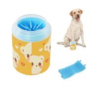 Two Bears with Hearts Art Portable Paw Cleaning Cup with Silicone Brush Soft Pets Supplies and Accessories for Medium to Large Dogs