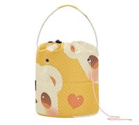 Two Bears with Hearts Art Yarn Storage Bag Crochet Hook Case with Holes Travel Storage for Crochet Needle Crochet Accessories