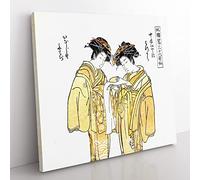 Two Beauties by Isoda Koryusai Asian Japanese Canvas Wall Art Print Ready to Hang, Framed Picture for Living Room Bedroom Home Office Décor, 50x50 cm (20x20 Inch)
