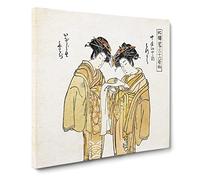 Two Beauties by Isoda Koryusai Asian Japanese Canvas Wall Art Print Ready to Hang, Framed Picture for Living Room Bedroom Home Office Décor, 20x20 Inch (50x50 cm)