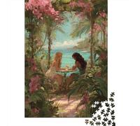 Two Beauties Puzzle 1000 Pieces Back Garden Wooden Puzzle for Adults Jigsaw Puzzles Educational Games Home Decoration 1000pcs (75x50cm)