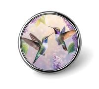 Two Beautiful Hummingbirds Round Brooches Colorful Fashion Button Pins Badge for Backpacks Shirts Scarf