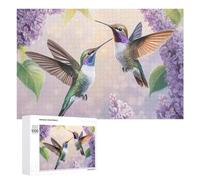 Two Beautiful Hummingbirds Wooden Jigsaw Puzzles for Adults Challenge Intelligent Puzzle Letter on Back Picture Home Decor