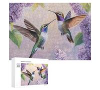 Two Beautiful Hummingbirds Wooden Jigsaw Puzzles for Adults Challenge Intelligent Puzzle Letter on Back Picture Home Decor