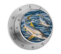 Two Big Fish in The Water Kitchen Timer - Mechanical Visual Timer, Stainless Steel Digital Timers with Magnetic Base Egg Timers for Hard Boiled Eggs 60-Minute Countdown Kitchen Clock for Cooking