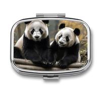 Two Big Pandas Travel Pill Organizer - Daily Pill Box to Hold Vitamins, Portable Pill Case Cod Liver Oil Storage Box with 2 Compartment for Pocket Purse