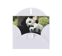 Two Big Pandas White prints Greeting Cards 6x4-inch with Envelope | Perfect for writing greetings and thank-you notes