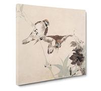 Two Birds by Ren Yi Canvas Print | Gallery Wrapped 30mm Frame Wall Art | 14x14 inches | Ready to Hang | Modern Bird Picture | Living Room Bedroom Lounge Office