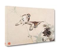 Two Birds By Ren Yi Canvas Print | Gallery Wrapped 30mm Frame Wall Art | 30x20 inches | Ready to Hang | Asian Bird Picture | Living Room Bedroom Lounge Office