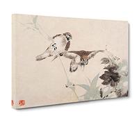 Two Birds by Ren Yi Painting Canvas Print | Gallery Wrapped 30mm Frame Wall Art | 30x20 inches | Ready to Hang | Contemporary Bird Picture | Living Room Bedroom Lounge Office