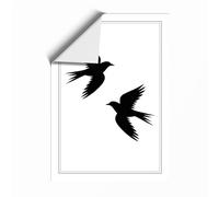 Two Birds in Flight Minimalist Unframed Wall Art Print A4 (29.7×21cm), Wall Decor for Living Room, Bedroom, Office & Home, Art Gift