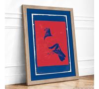 Two Birds in Profile Geometric Framed Wall Art Print A4 (29.7×21cm) Oak, Wall Decor for Living Room, Bedroom, Office & Home, Ready to Hang, Art Gift