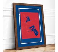 Two Birds in Profile Geometric Framed Wall Art Print A4 (29.7×21cm) Walnut, Wall Decor for Living Room, Bedroom, Office & Home, Ready to Hang, Art Gift