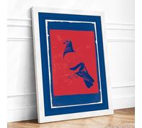 Two Birds in Profile Geometric Framed Wall Art Print A4 (29.7×21cm) White, Wall Decor for Living Room, Bedroom, Office & Home, Ready to Hang, Art Gift