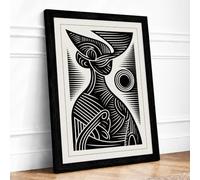 Two Birds in Profile Graphic Framed Wall Art Print A4 (29.7×21cm) Black,