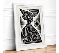Two Birds in Profile Graphic Framed Wall Art Print A4 (29.7×21cm) White,