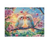 Two Birds Kissing Among Blossoms 500 Pieces Classic Jigsaw Puzzle Puzzle for Adults Concentration Training Wall Art Mental Exercise Halloween Durable Cardboard 500 PCS