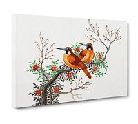 Two Birds on a Flowering Tree Canvas Print | Gallery Wrapped 30mm Frame Wall Art | 30x20 inches | Ready to Hang | Modern Landscape Picture | Living Room Bedroom Lounge Office