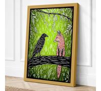 Two Birds on Branch Botanical Canvas Wall Art Print 36x24 Inch