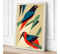 Two Birds on Branches Canvas Wall Art Print 24x16 Inch