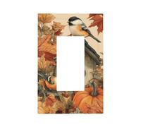 Two Birds On Old Birdhouse Fall Pumpkin Light Switch Wall Plate Faceplate Cover Single Rocker 1 Gang Decorator Outlet Receptacle Covers for Home Kitchen Room Bathroom Decor