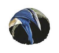 Two Birds Print Soft Lined Shower Cap, Double Layer Washable Wide Elastic Band Hair Shower Cap For Bath