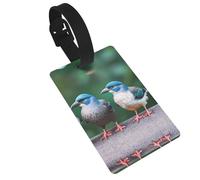 Two Birds Printed Small Luggage Tags Portable Bag ID Holders with Adjustable Strap for Travel Gear