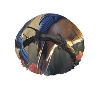 two birds Shower Cap for Women Men Double Layer Waterproof Bath Cap Elastic Reusable Shower Hat Bath Hair Wrap Hat Washable Shower Bonnet for Long Hair, Braids Color305