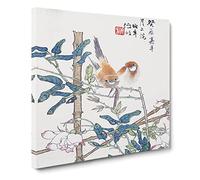 Two Birds Upon a Rose Bush by Ren Yi Canvas Print | Gallery Wrapped 30mm Frame Wall Art | 14x14 inches | Ready to Hang | Modern Floral Picture | Living Room Bedroom Lounge Office