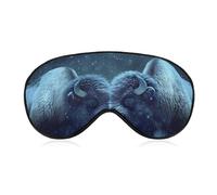 Two Bisons in Snows Day Funny Eye Mask for Sleep with Adjustable Strap Blocks Light Eye Shade Cover