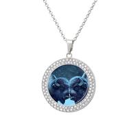 Two Bisons in Snows Day Personalized Picture Necklace Photo Pendant Custom Memorial Jewelry for Women