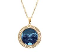 Two Bisons in Snows Day Personalized Picture Necklace Photo Pendant Custom Memorial Jewelry for Women
