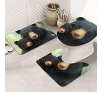 Two Black Bears Embrace Each Other Bathroom Rugs Sets 3 Piece, Soft Absorbent Memory Foam Bath Mats And U Shaped Contour Toilet Rug, Home Decoration, Quick Dry