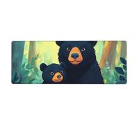 Two Black Bears Hug In The Anime Mouse Pad In Big Extended Non-Slip Rubber Base Mousepad With Stitched Edges Gaming Pc Desktop Large Mouse Pad 11.8x31.5