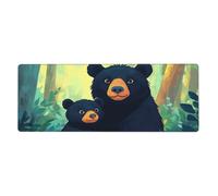 Two Black Bears Hug In The Animefloral Print Mousepad Laptop Keyboard Mat Large Mouse Pad With Stitched Edges Long Non-Slip Rubber Base Spring Desk Pad For Office Home Desk Decor, 31.5" X 11.8"