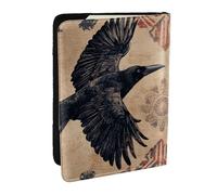 Two Black Birds are Looking at Each Other Printed Passport Holder,Travel Pu Leather Passport Cover Case Organiser for Men Women,6.5 Inch