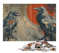Two Black Crows 300 Pieces Wooden Jigsaw Puzzle Adults Fun Home Decoration Stress Relief Toy Education Game Toy Intellectual Game Challenge Educational 300pcs (40x28cm)