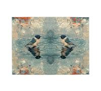 Two Blue Birds Are On The Lake Surface Wooden Puzzle 500 Piece Jigsaw Puzzle for Adults Challenging Puzzle for Game Size 15"x20.4"