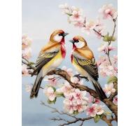 Two Blue Birds, Plum Blossoms Cross Stitch Kits - Counted Cross Stitch Kits for Beginners Adults,11 CT Patterns Dimensions Embroidery Kits Arts Craft Kits, Home Decor 19.7 x 27.5in,50X70cm（4）