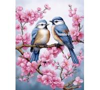 Two Blue Birds, Plum Blossoms Cross Stitch Kits - Counted Cross Stitch Kits for Beginners Adults,11 CT Patterns Dimensions Embroidery Kits Arts Craft Kits, Home Decor 19.7 x 27.5in,50X70cm（2）