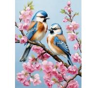 Two Blue Birds, Plum Blossoms Cross Stitch Kits - Counted Cross Stitch Kits for Beginners Adults,11 CT Patterns Dimensions Embroidery Kits Arts Craft Kits, Home Decor 19.7 x 27.5in,50X70cm（3）