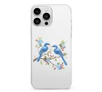 Two Blue Birds Sitting on Branch Cell Phone Basic Cases TPU Soft Cover Shockproof Slim Phone Case Compatible with iPhone 13 Mini/13/13 Pro/13 Pro Max