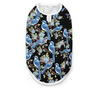 Two Blue Birds Sitting on Branch Dog Clothes Fashionable Sleeveless Pet Vest Puppy Breathable Shirts for Small Medium Dogs Cat XL