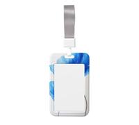 Two Blue Flowers Sliding Id Badge Holder Hard Plastic Work Card Case Name Tag Protector for Nurses Office