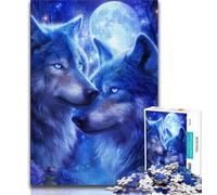 Two Blue Wolves Jigsaw Puzzles for Adults 1000 Piece,Stress Reliever Difficult Challenge Deal As Gifts for The Whole Family (75x50cm)