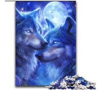 Two Blue Wolves Jigsaw Puzzles for Teenagers 2000 Pieces, Educational Family Game Suitable for Desktop Decoration (70x100cm)