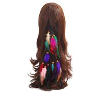 Two Bohemian-style feather headbands - colorful hand-woven hair ties adorned with beads and feathers, stylish women's hair accessories (Colorful)